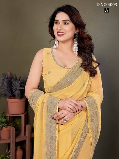 JAYSHREE 4003A TO 4003D DESIGNER GEORGETTE SAREE WHOLESALER IN INDIA